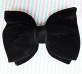 Black velvet clip on bow tie vintage English mens evening dress ready-tied BE